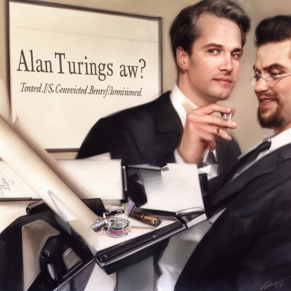 AI-generated illustration of Alan Turing law (UK informal term for pardons of men convicted under historical anti-homosexuality laws)