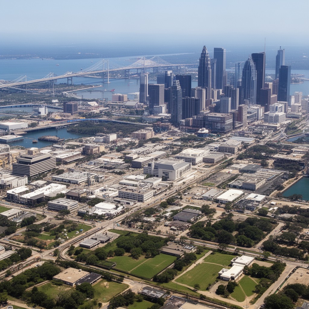 AI-generated illustration of Houston–The Woodlands–Sugar Land metropolitan area
