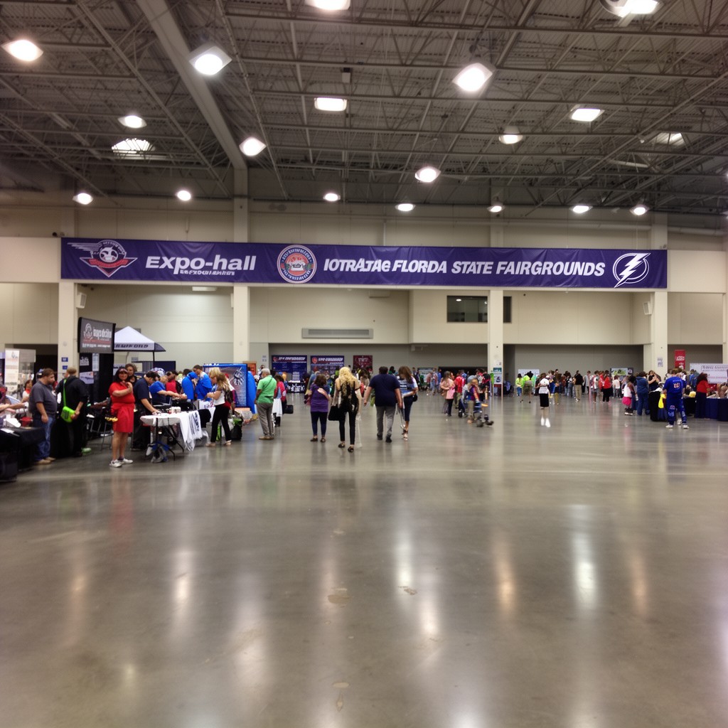AI-generated illustration of Expo Hall at the Florida State Fairgrounds