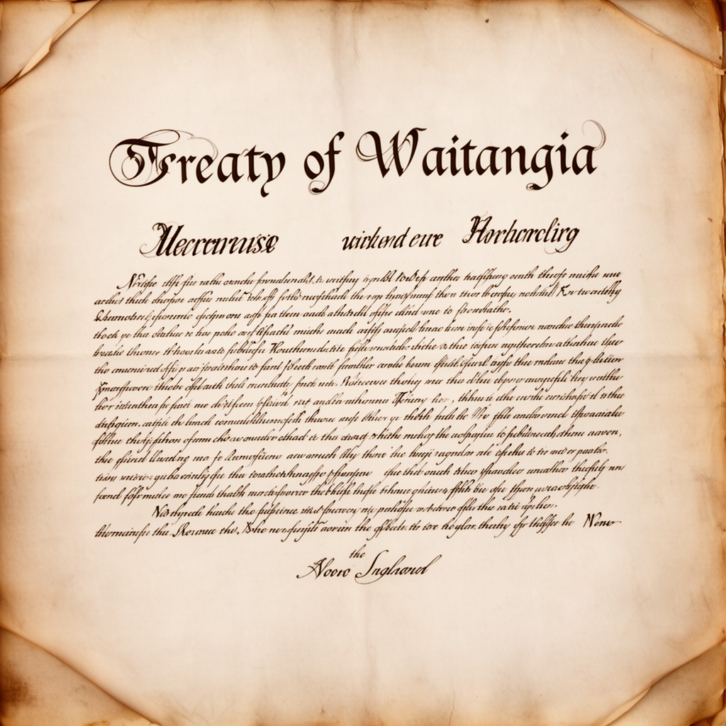 AI-generated illustration of Treaty of Waitangi