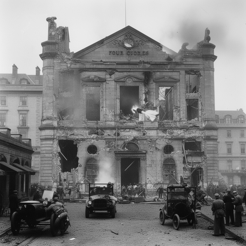 AI-generated illustration of shelling of the Four Courts in Dublin