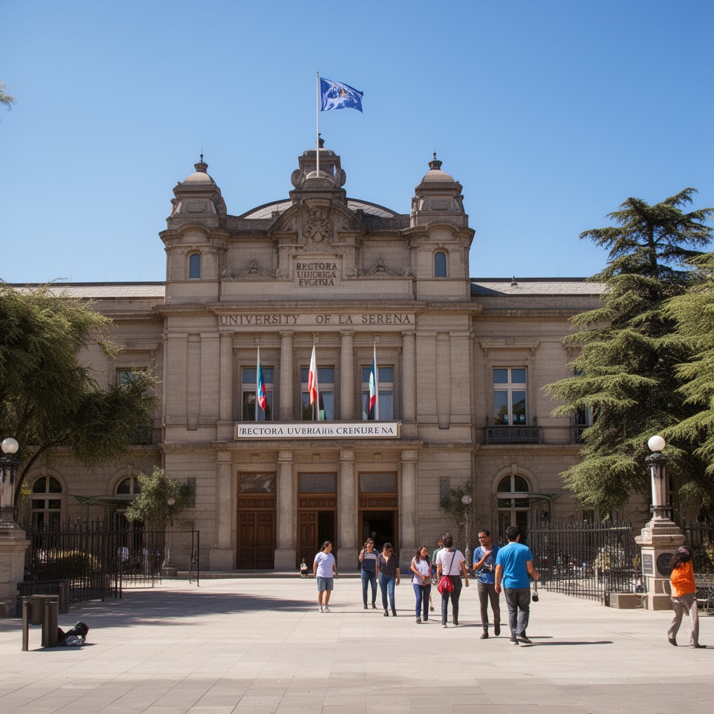 AI-generated illustration of Rectoría, University of La Serena