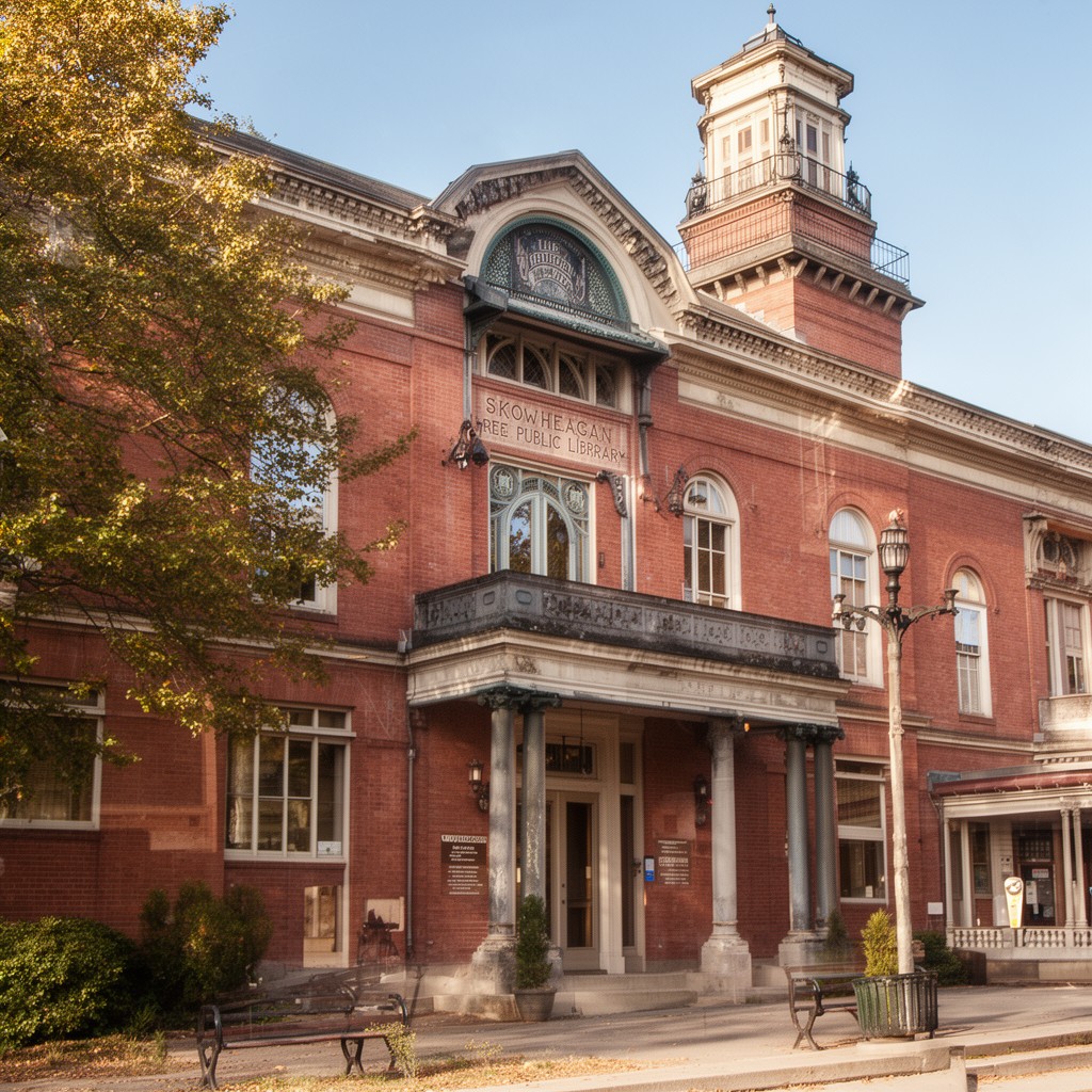 AI-generated illustration of Skowhegan Free Public Library
