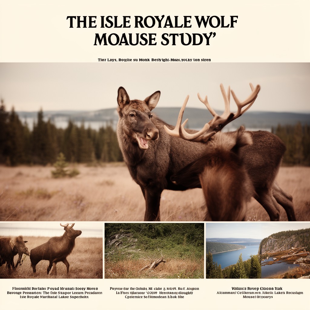 AI-generated illustration of Isle Royale wolf–moose study