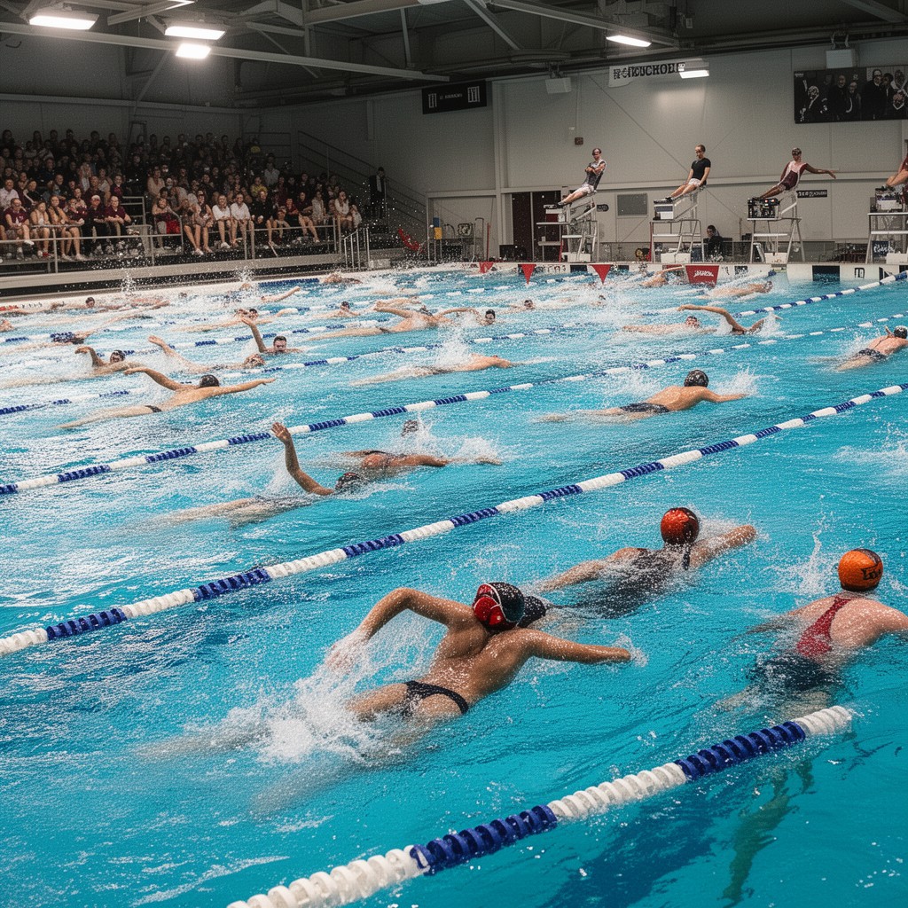 AI-generated illustration of Princeton Tigers swimming and diving