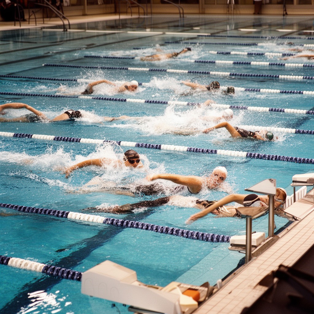 AI-generated illustration of Yale Bulldogs swimming and diving