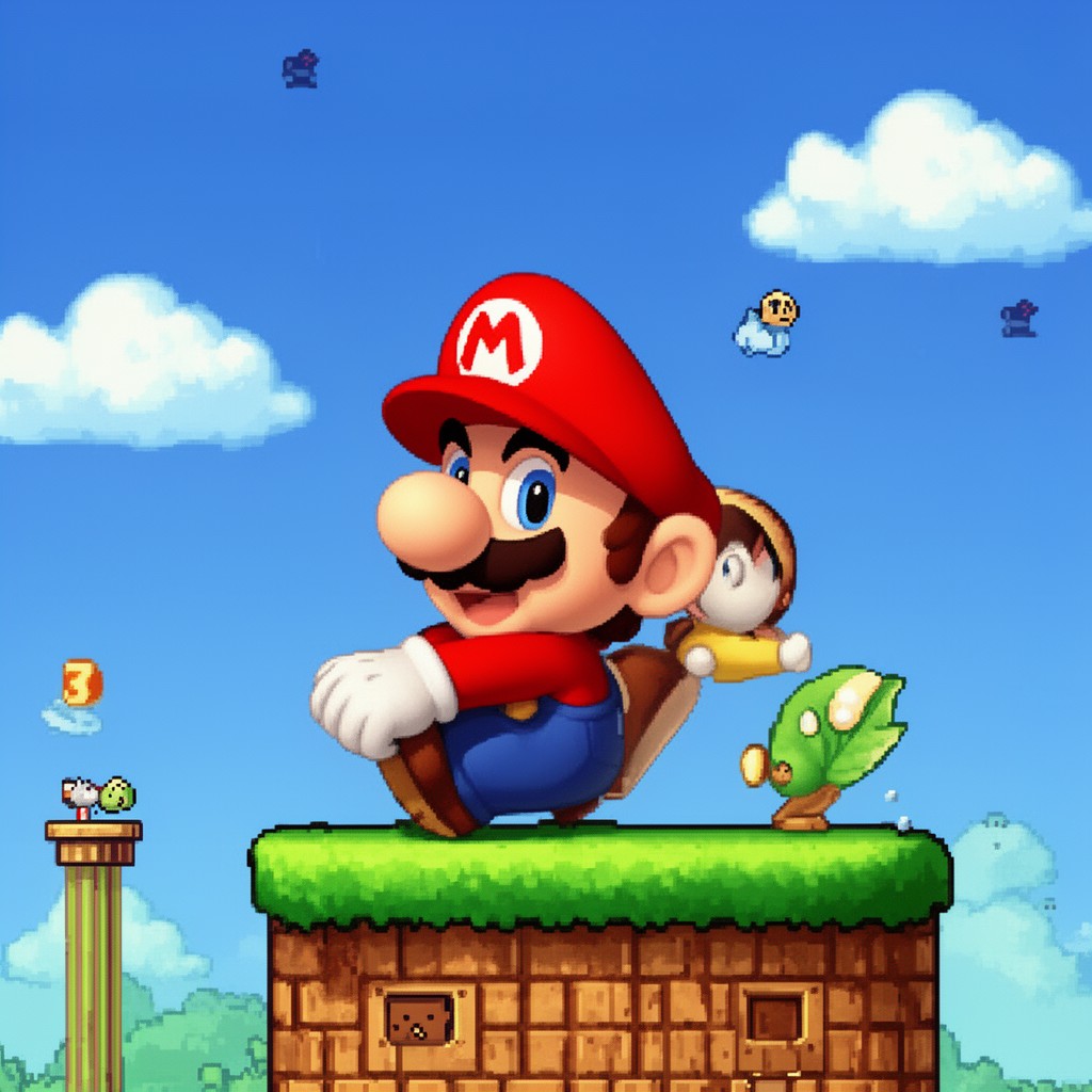 AI-generated illustration of Super Mario Bros. 3