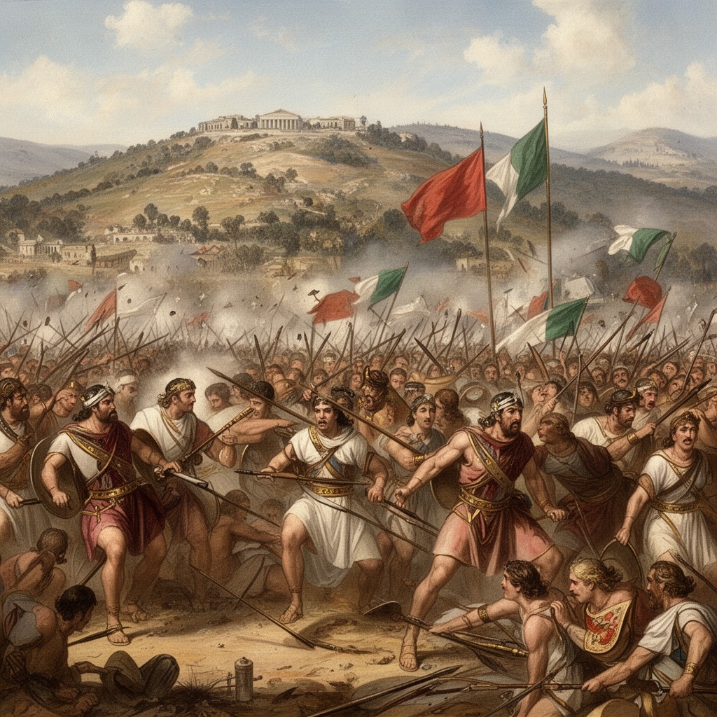 AI-generated illustration of Battle of Delium