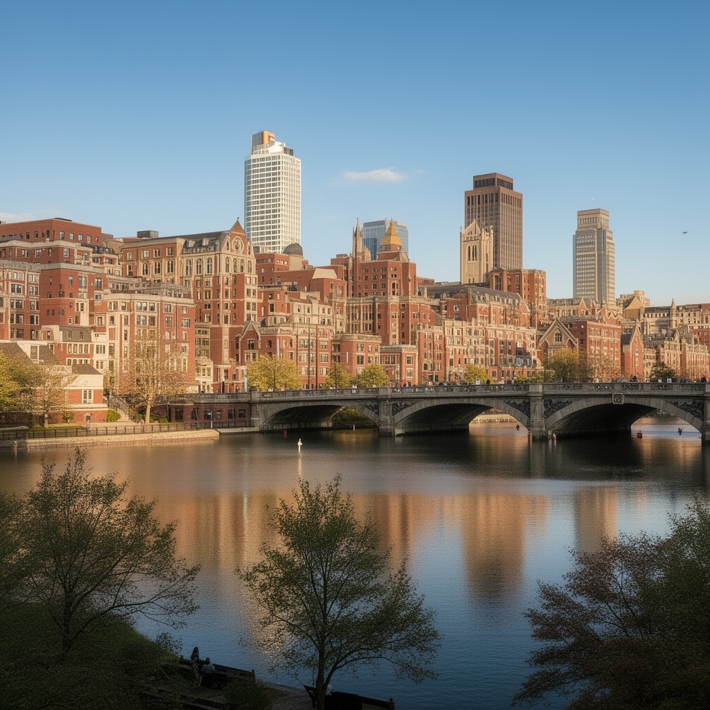AI-generated illustration of Charles River Campus