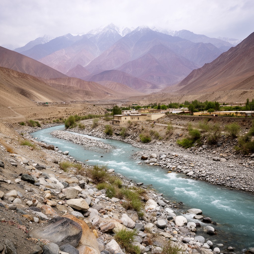 AI-generated illustration of Shyok River