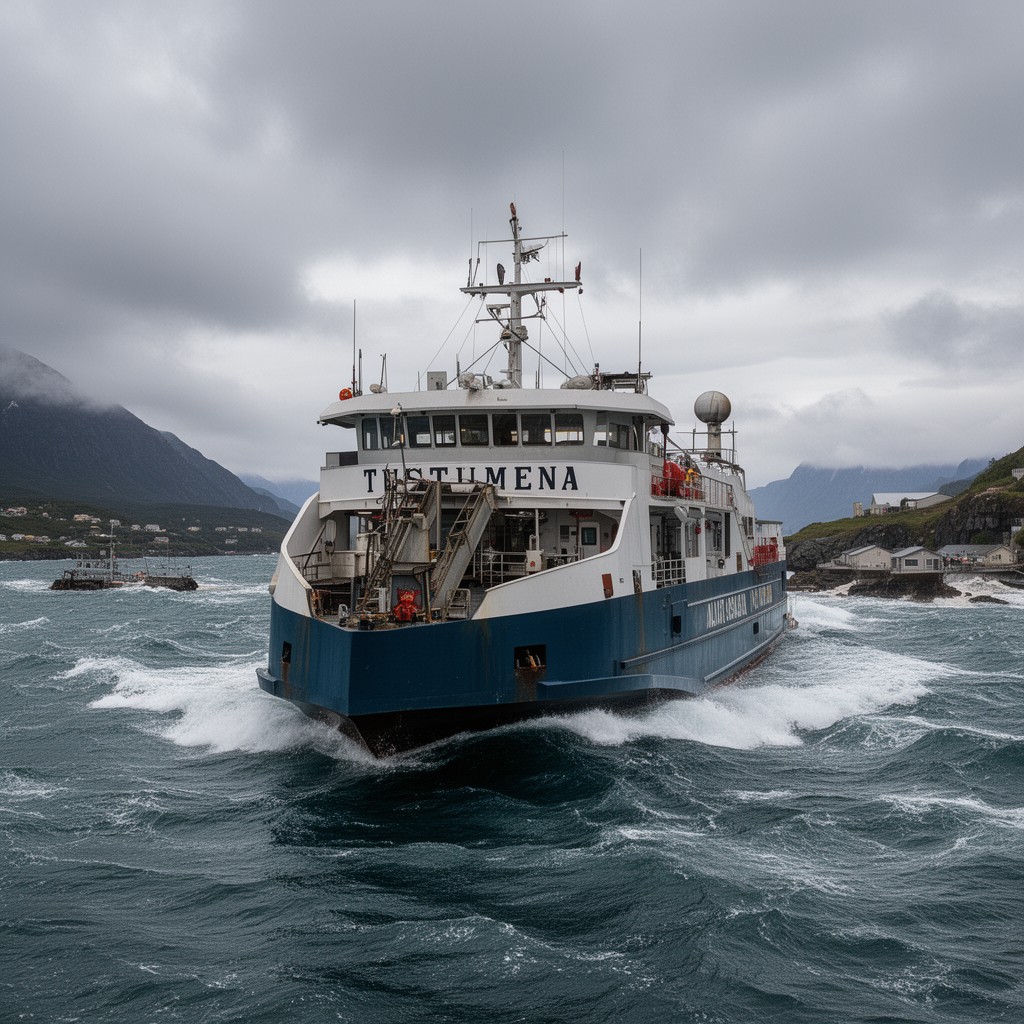 AI-generated illustration of M/V Tustumena