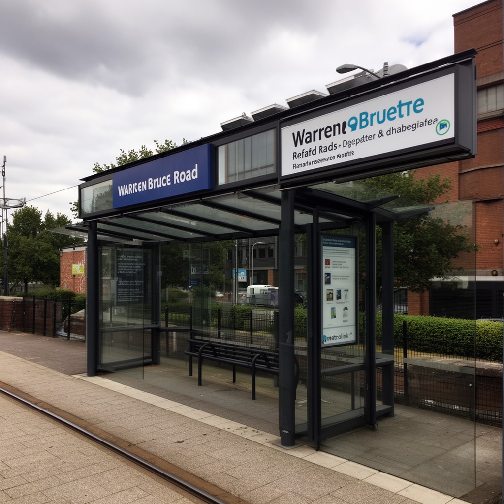 AI-generated illustration of Warren Bruce Road tram stop