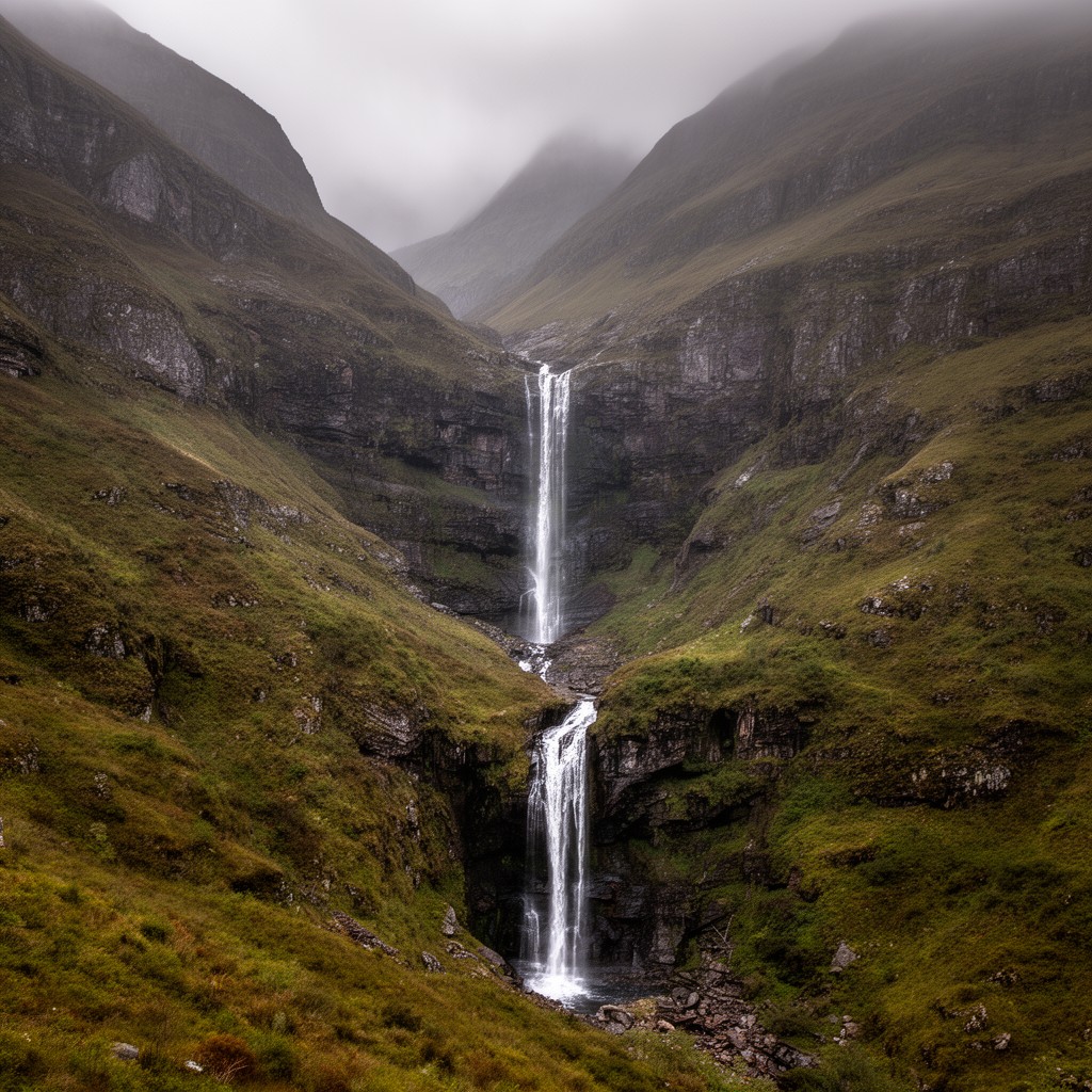 AI-generated illustration of Grey Mare’s Tail waterfall