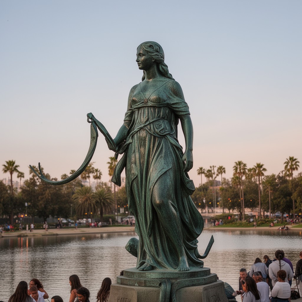 AI-generated illustration of Lady of the Lake statue