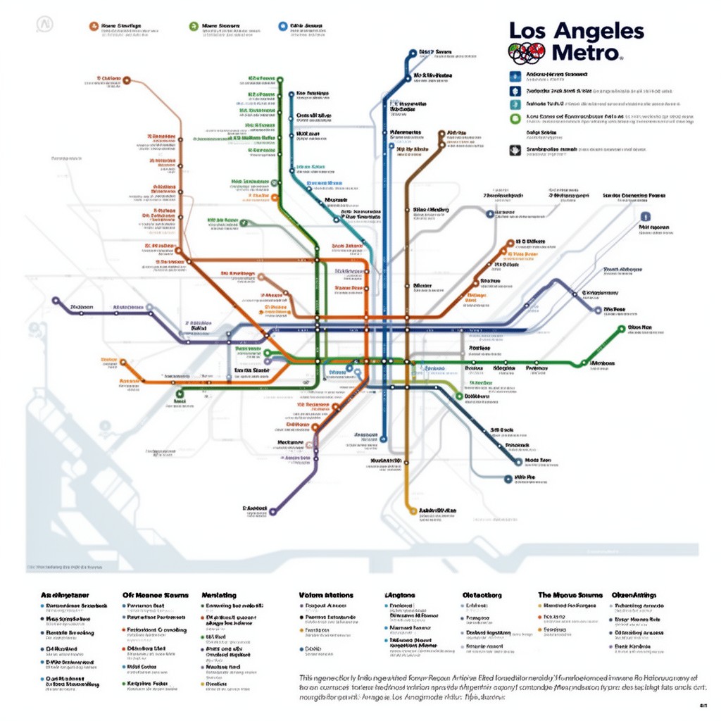 AI-generated illustration of Los Angeles Metro bus lines