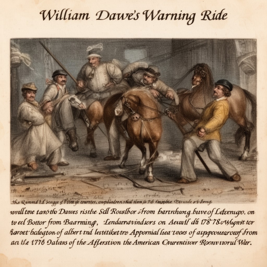 AI-generated illustration of William Dawes’s warning ride