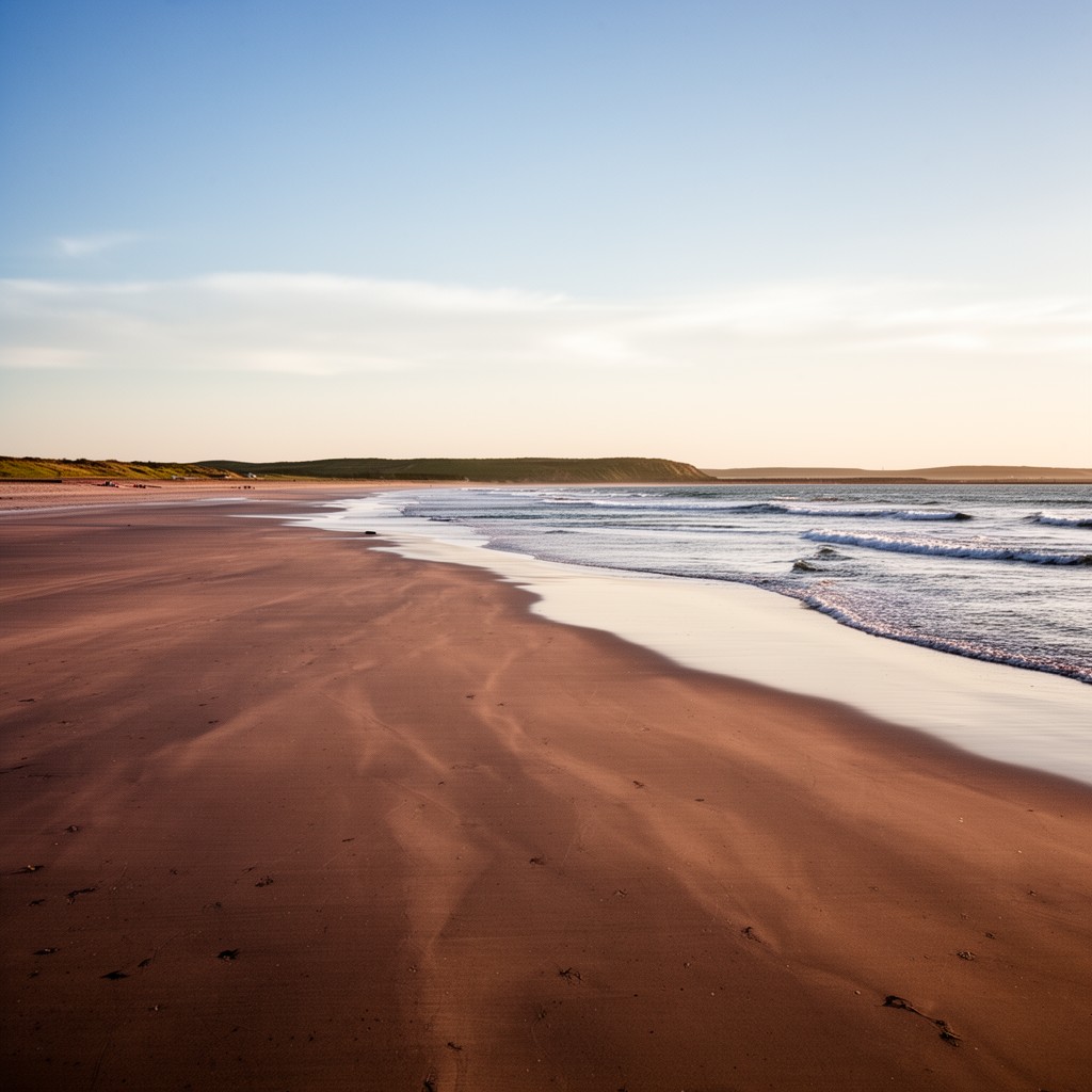 AI-generated illustration of West Sands beach