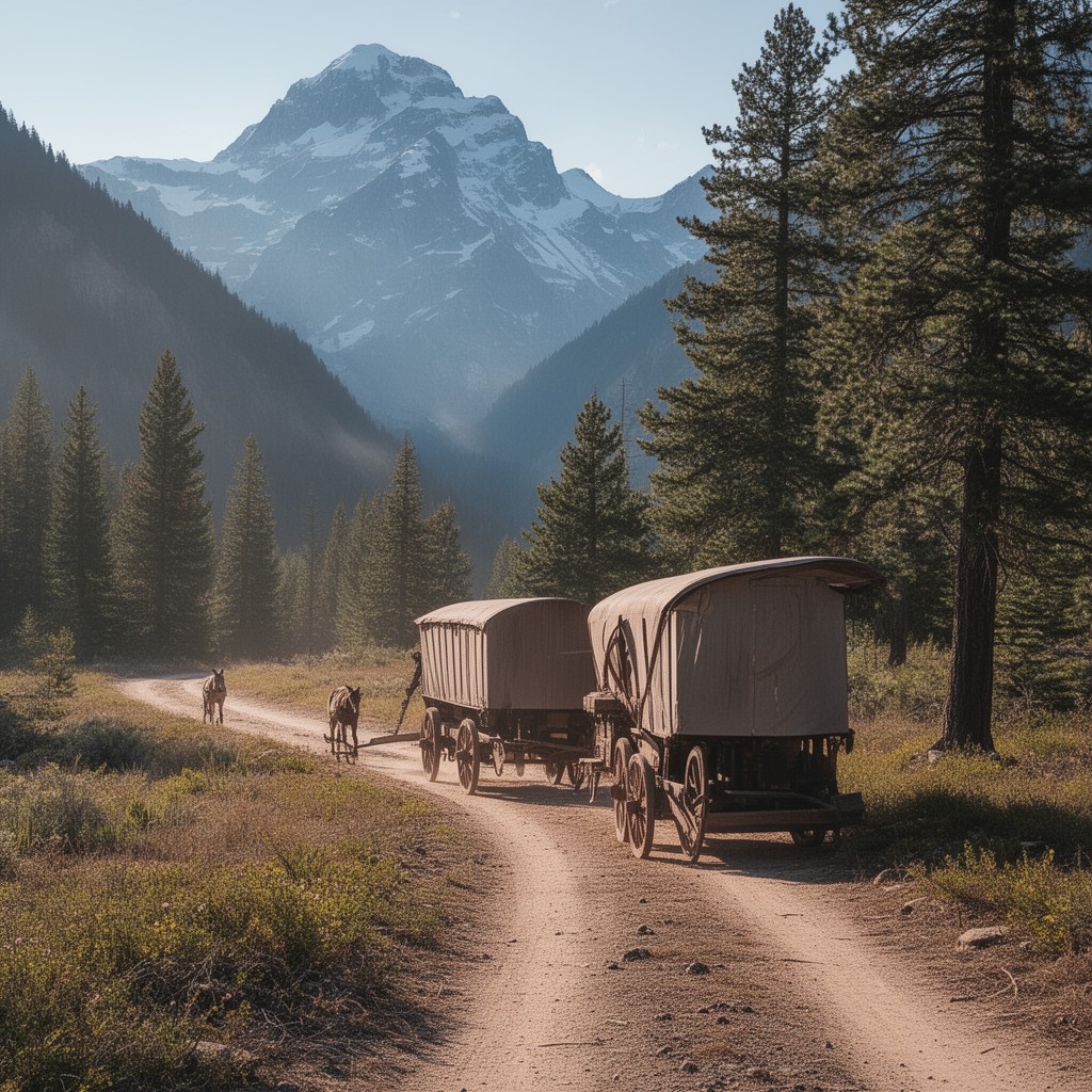 AI-generated illustration of Applegate–Lassen Route