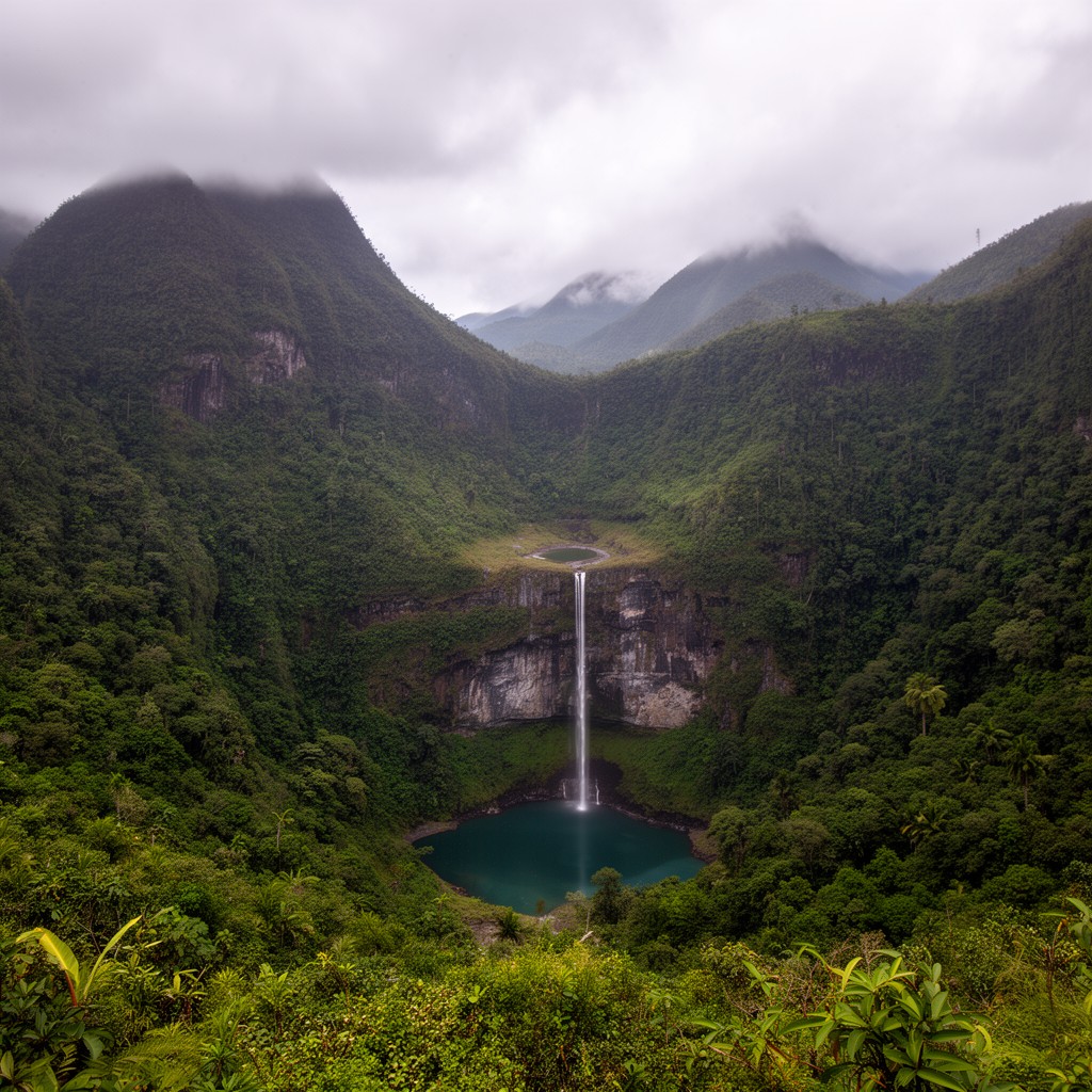 AI-generated illustration of Morne Trois Pitons National Park