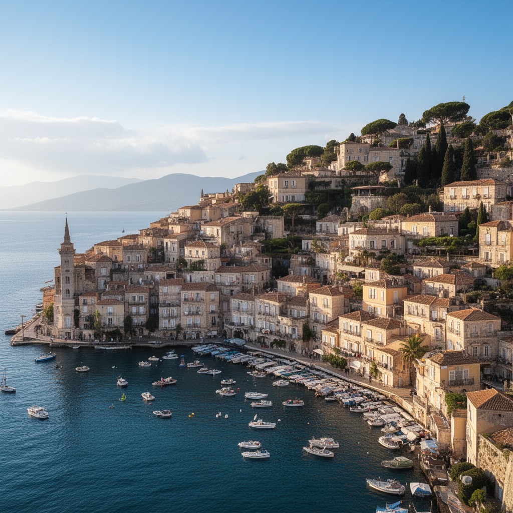 AI-generated illustration of Corfu (city)