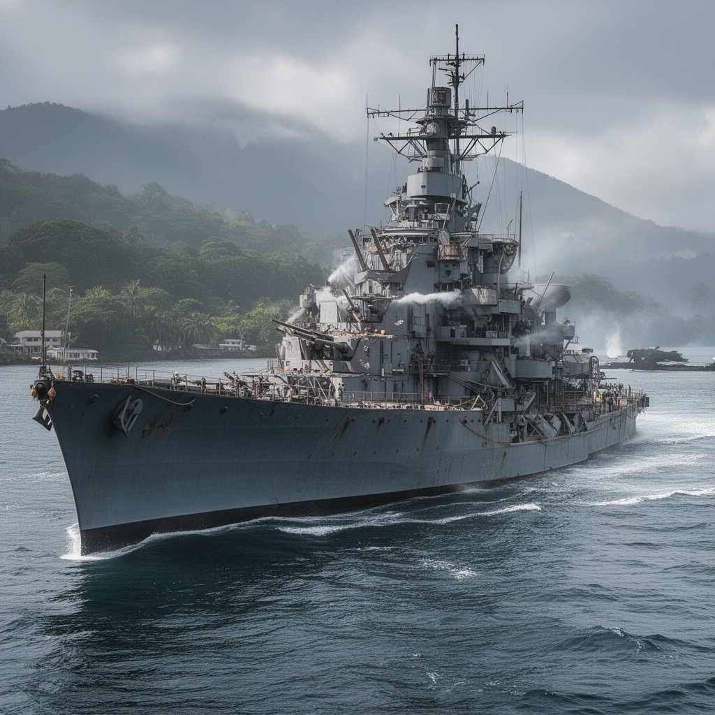 AI-generated illustration of US heavy cruiser USS Quincy