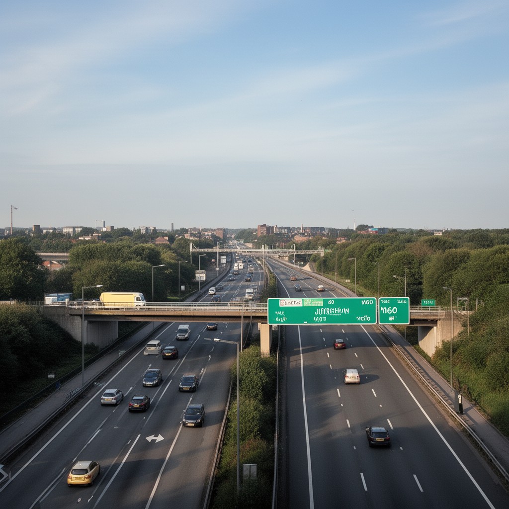 AI-generated illustration of Junction 8 of M60 motorway