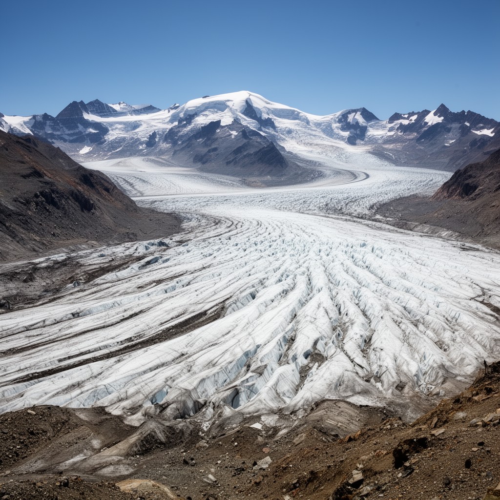 AI-generated illustration of Mont-Blanc glacial system