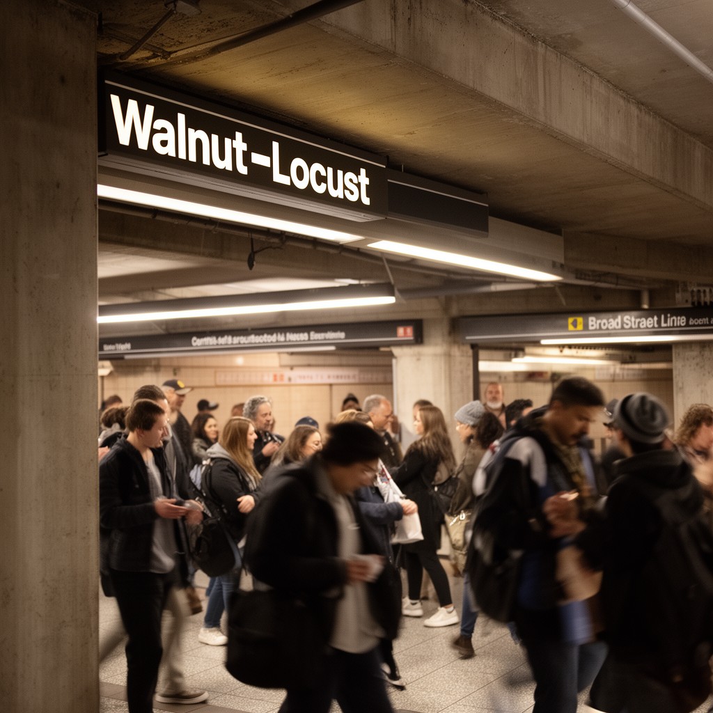 AI-generated illustration of Walnut–Locust station