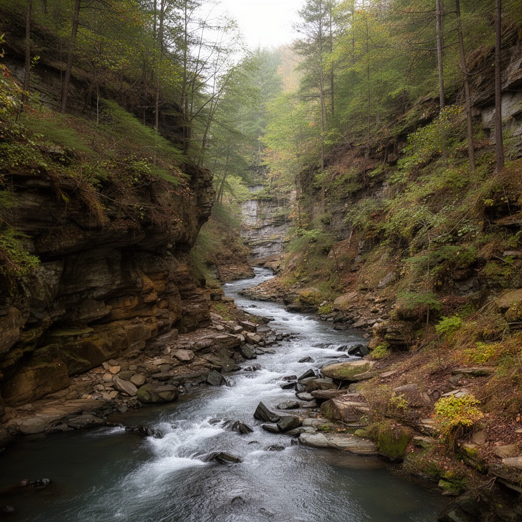AI-generated illustration of Bluestone National Scenic River