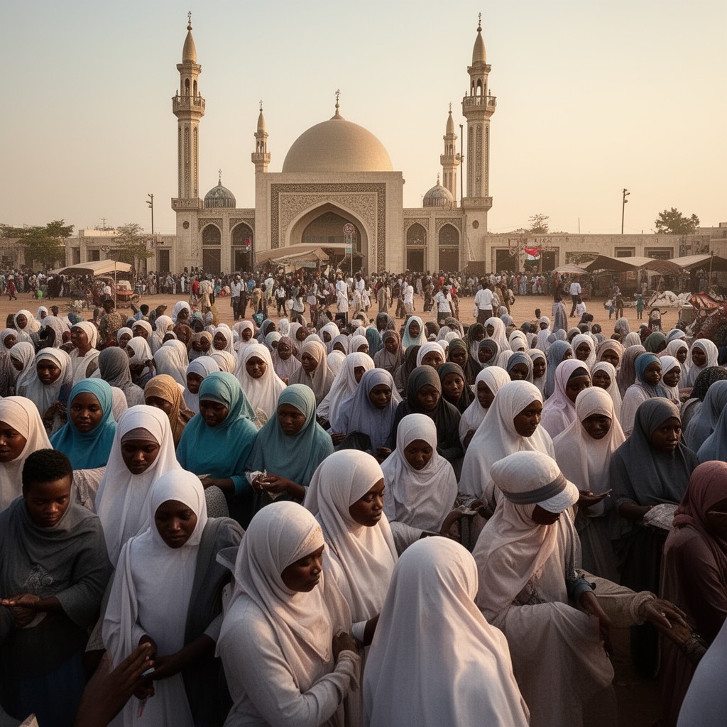 AI-generated illustration of Gambian Muslims