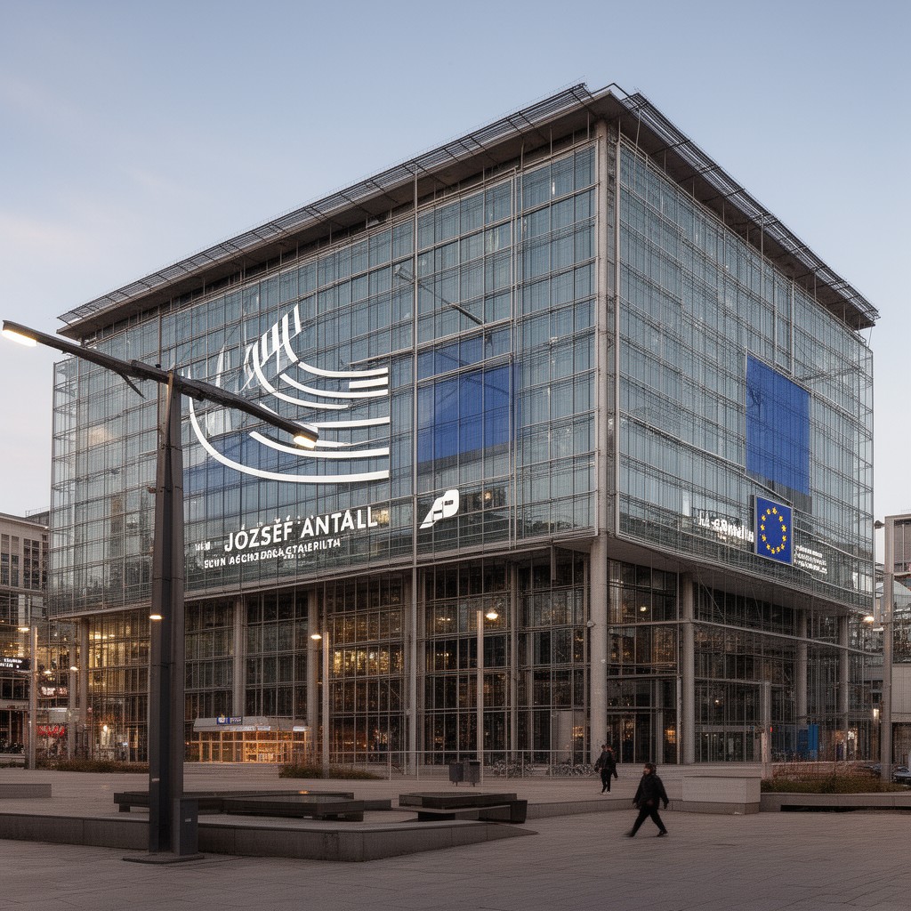 AI-generated illustration of József Antall building