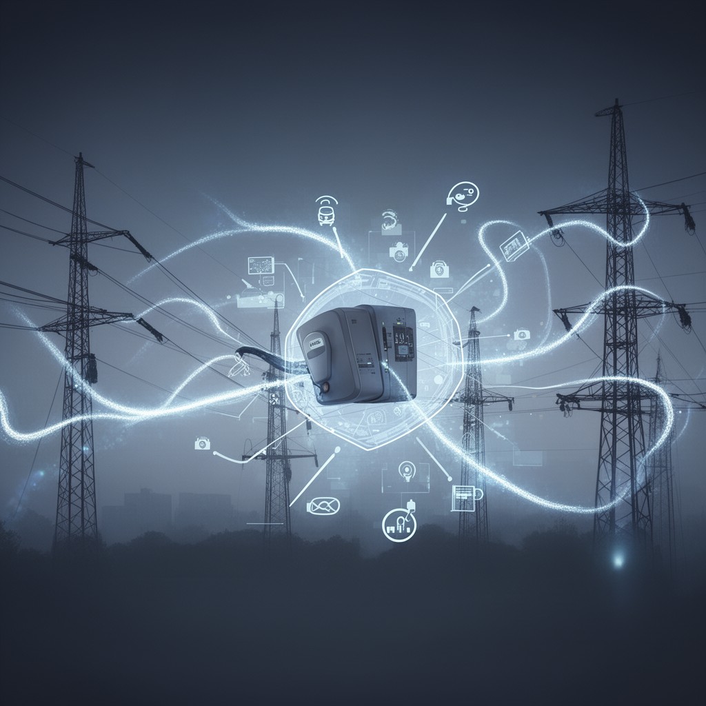 AI-generated illustration of PLC (Power Line Communication)