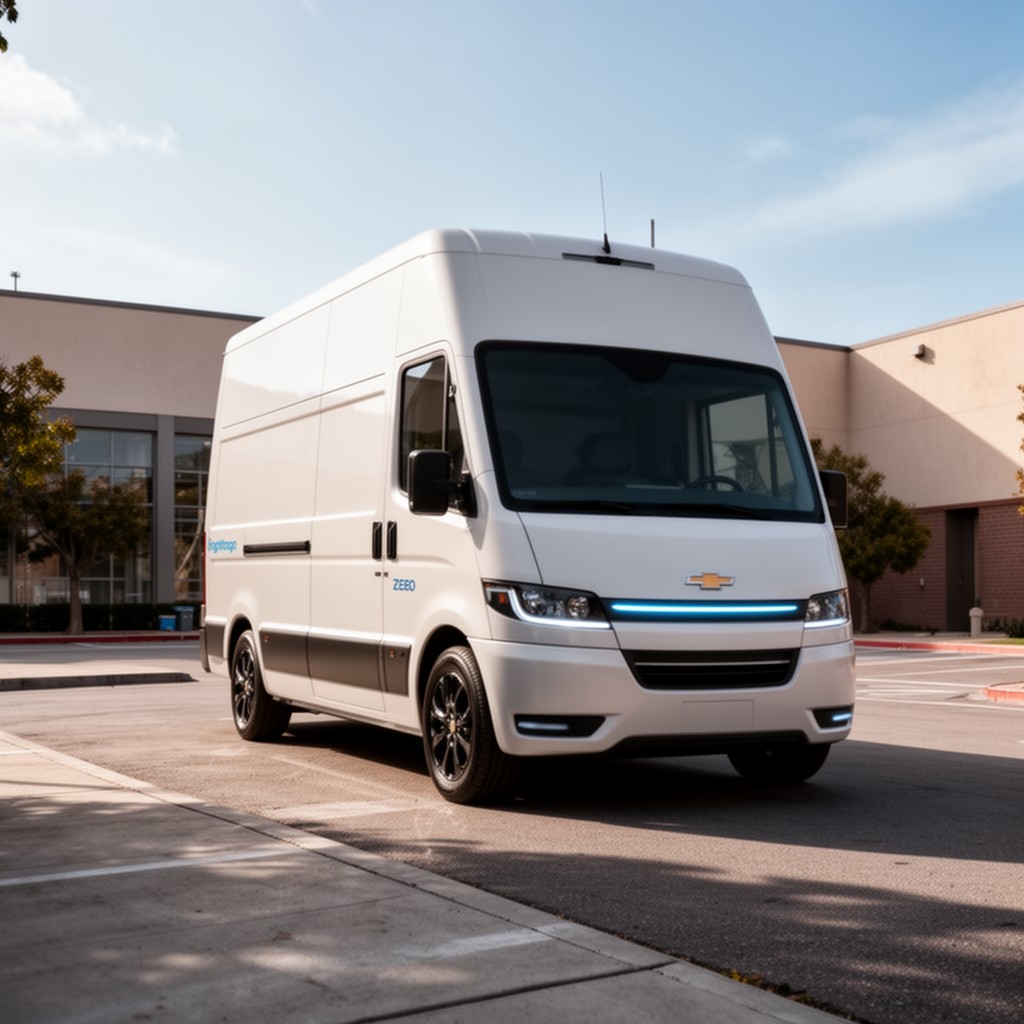 AI-generated illustration of BrightDrop Zevo electric van platform