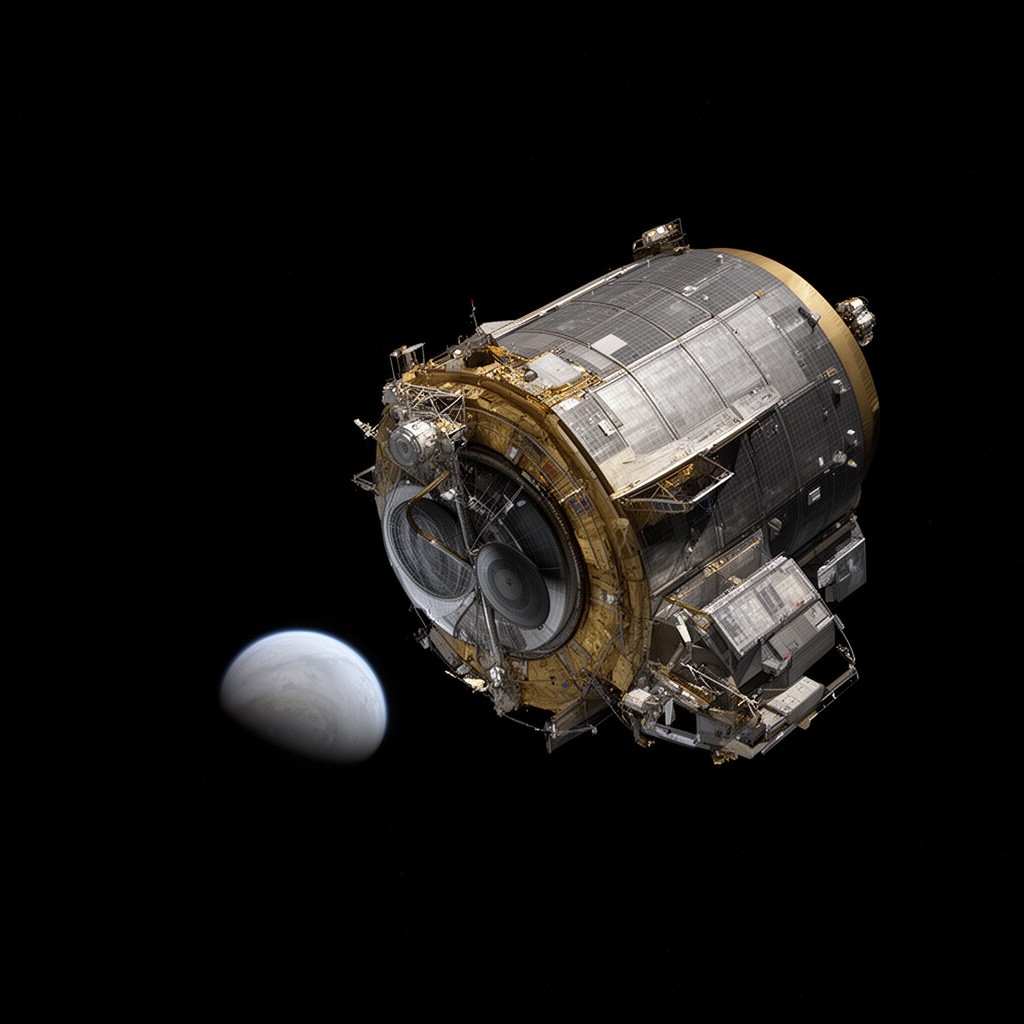 AI-generated illustration of Galileo spacecraft