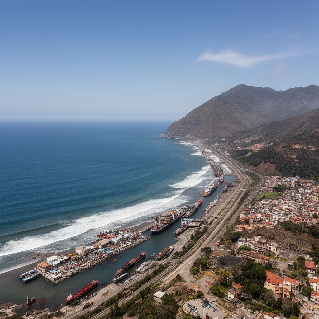 AI-generated illustration of Pacific coast of South America