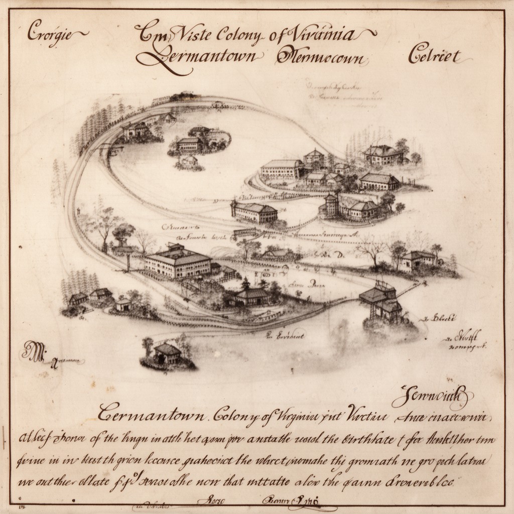 AI-generated illustration of Germantown, Colony of Virginia, British America