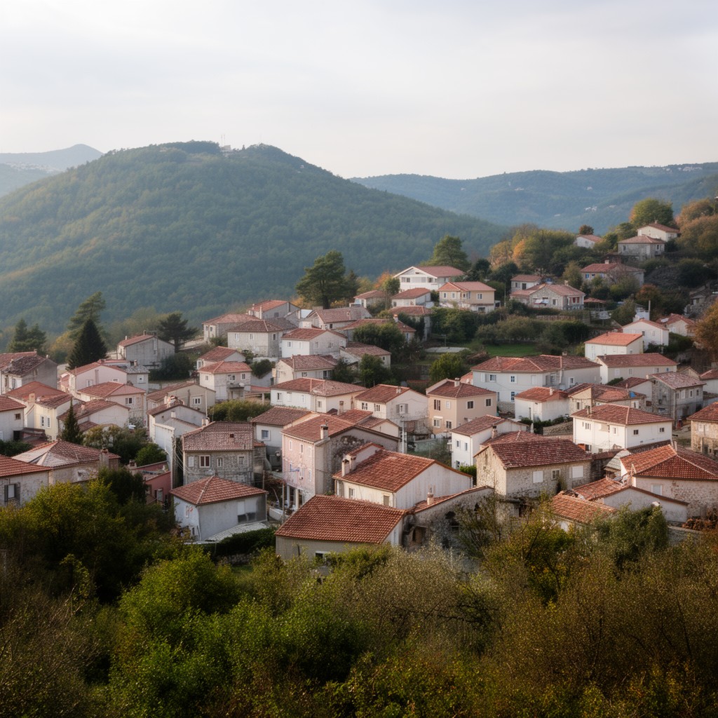 AI-generated illustration of village of Šušnjevica
