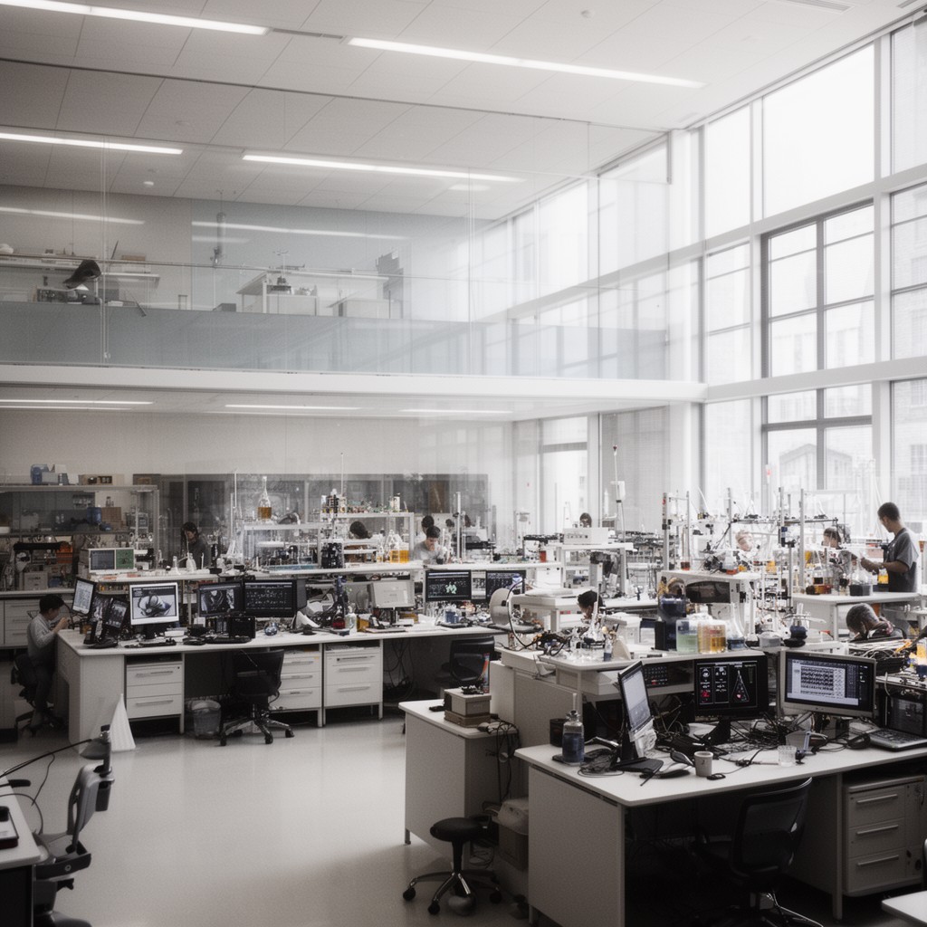 AI-generated illustration of MIT laboratories