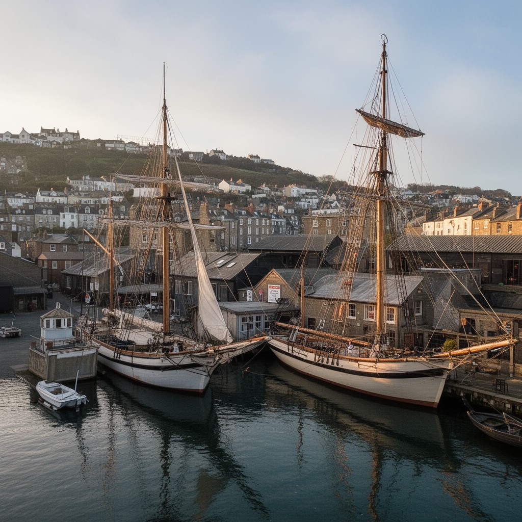 AI-generated illustration of Brixham shipyard