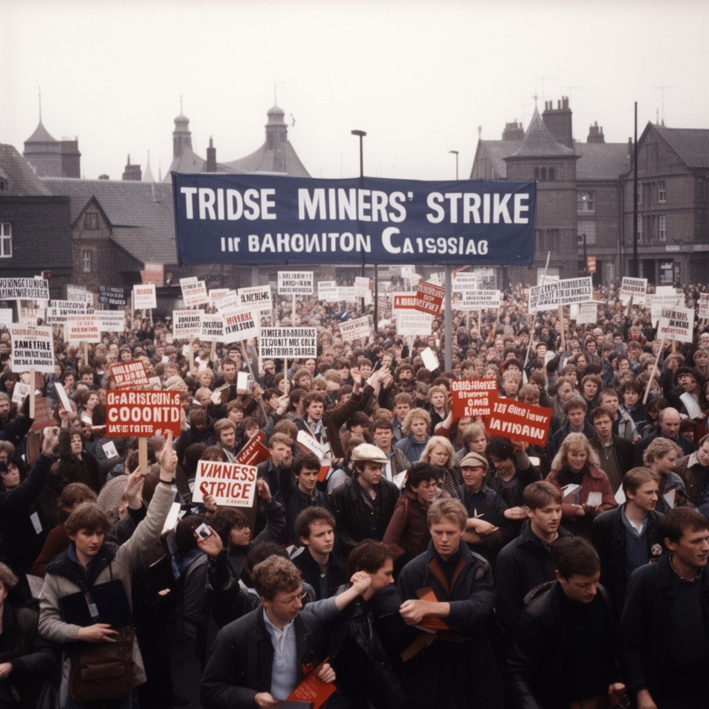 AI-generated illustration of miners' strike of 1984–1985 in the United Kingdom