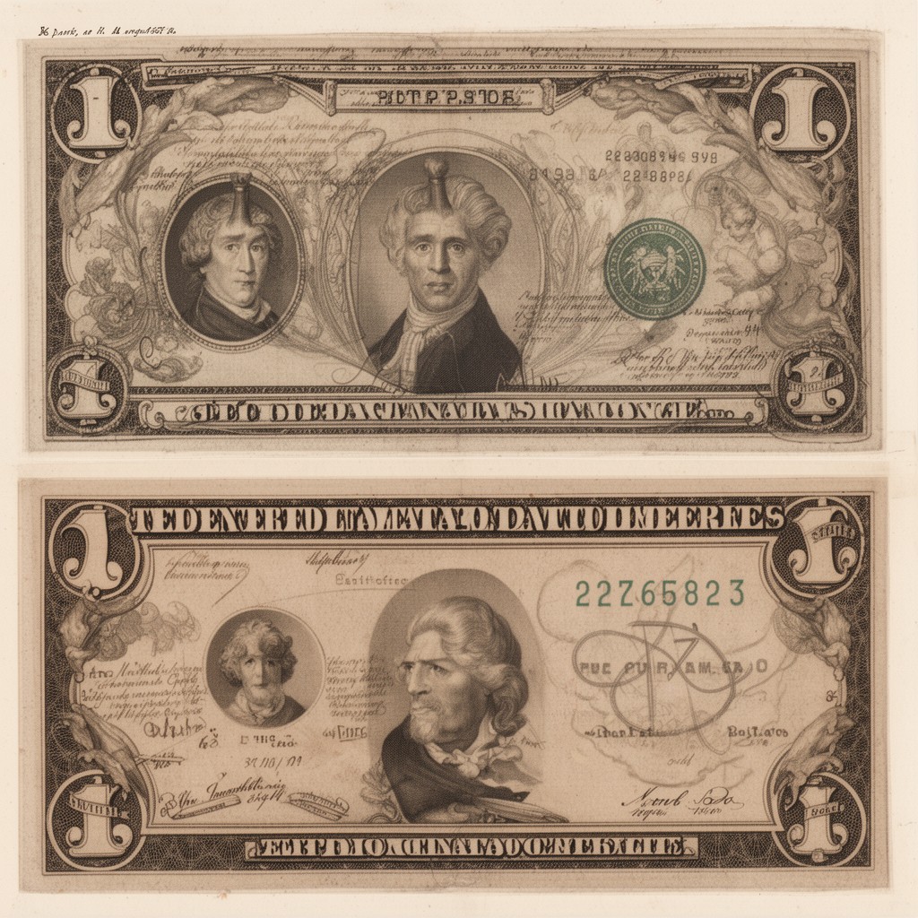 AI-generated illustration of United States dollar (North Carolina dollar at par with Spanish dollar)