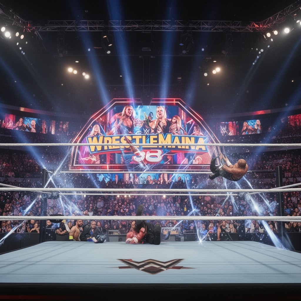 AI-generated illustration of WrestleMania 38