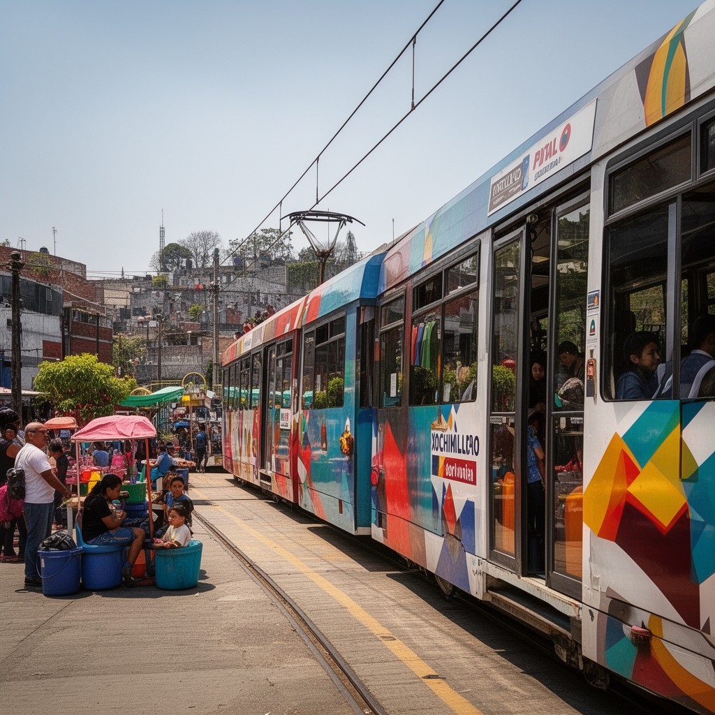 AI-generated illustration of Xochimilco Light Rail