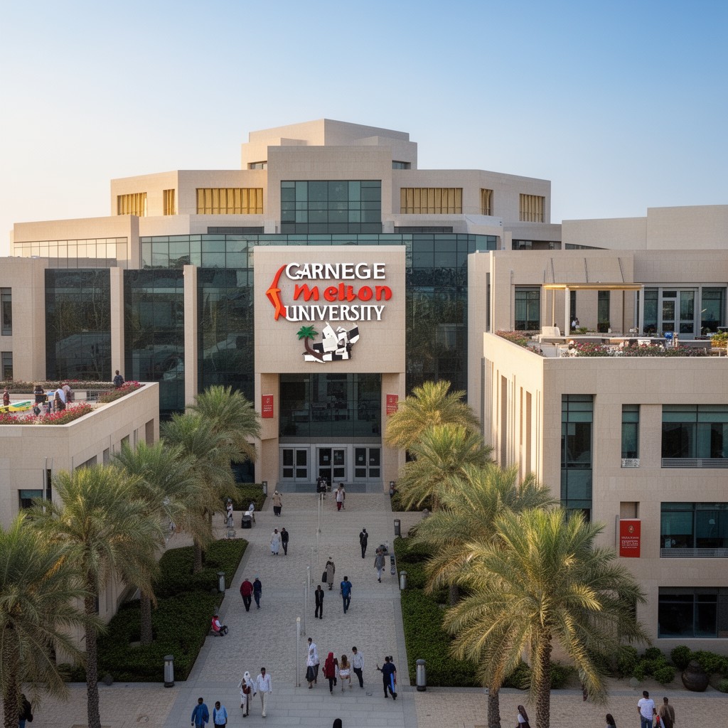 AI-generated illustration of Carnegie Mellon University Qatar campus