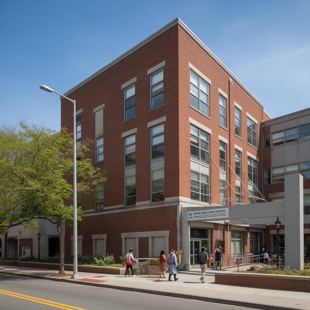 AI-generated illustration of North Quincy High School
