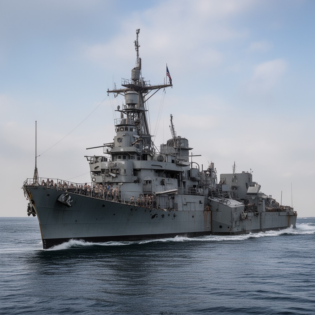 AI-generated illustration of US heavy cruiser USS Vincennes