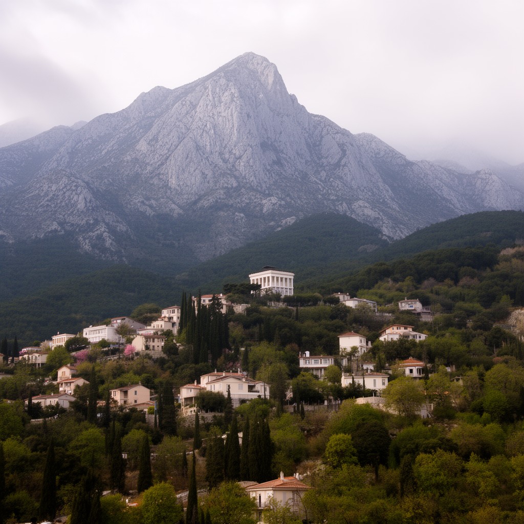 AI-generated illustration of Mount Parnassus