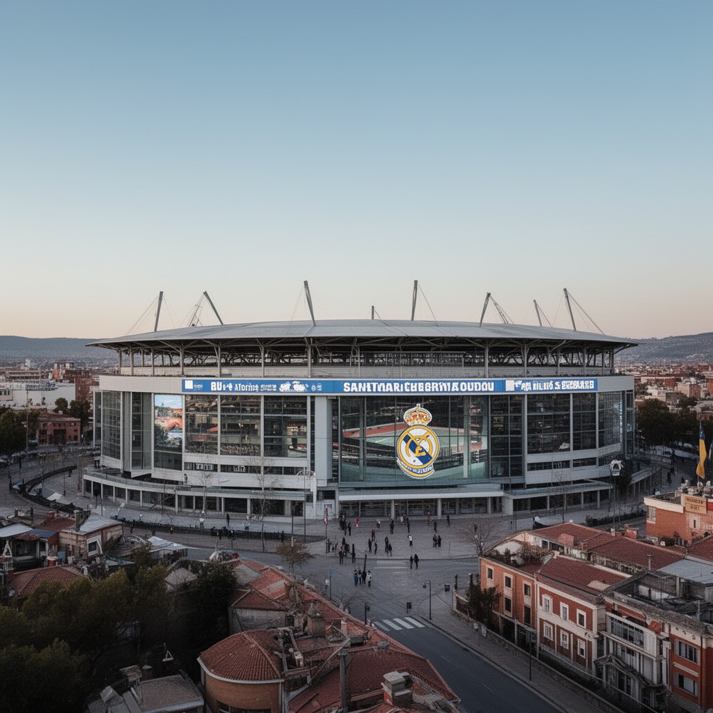 AI-generated illustration of Santiago Bernabéu Stadium