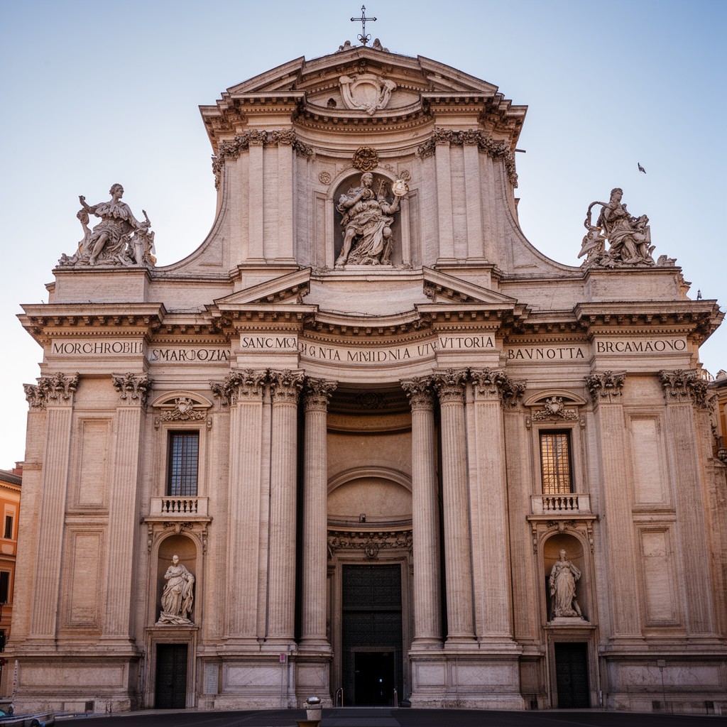 AI-generated illustration of facade of Santa Maria della Vittoria, Rome