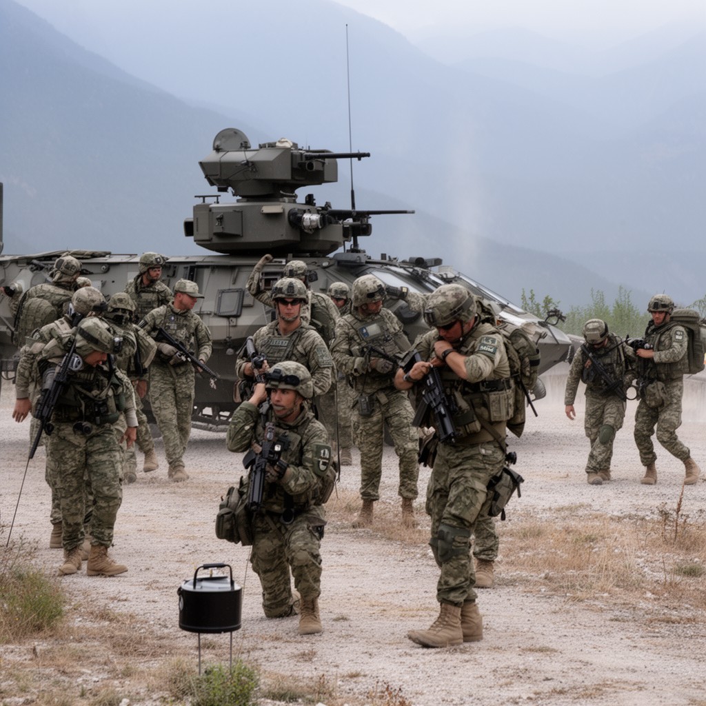 AI-generated illustration of KFOR mission in Kosovo